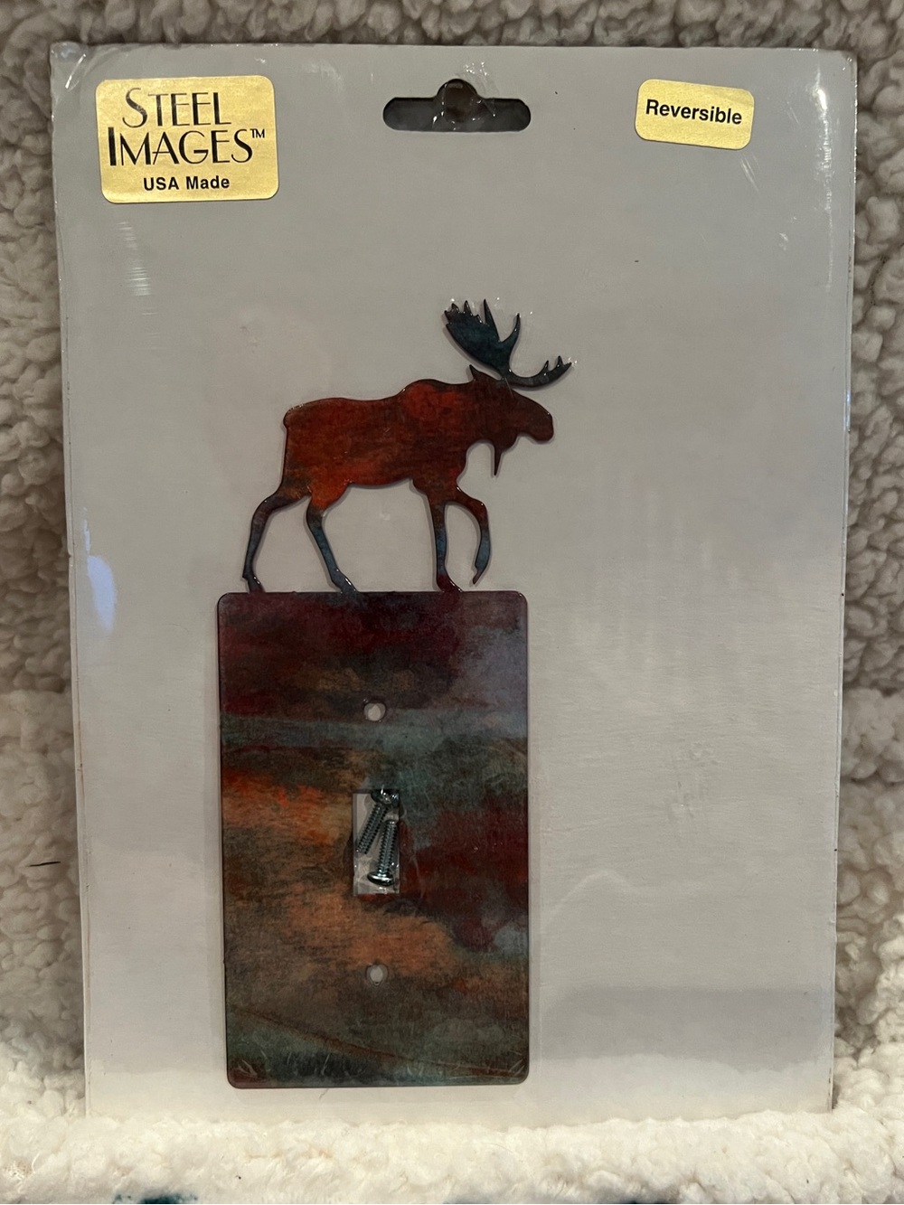 Moose Single Light Switch Cover Plate by Steel Images Made USA, NWT
